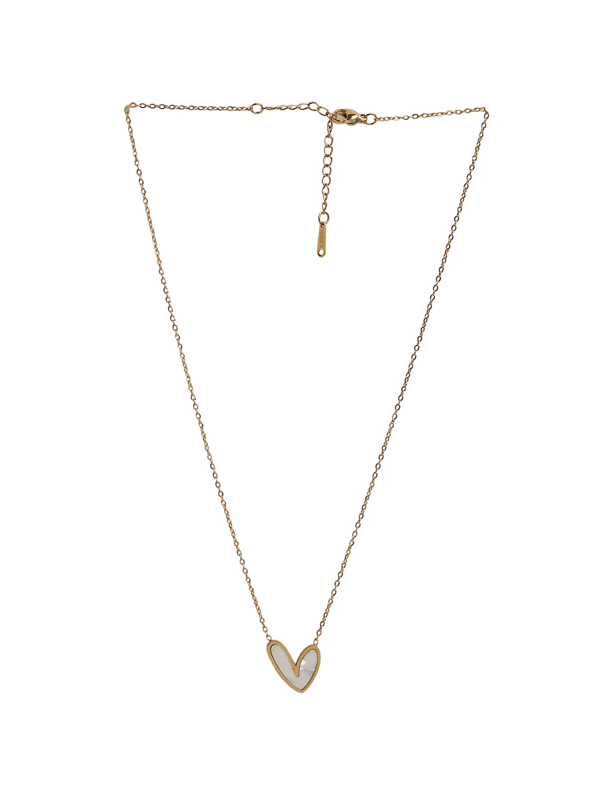 White Heart Pendant on Gold-Tone Chain