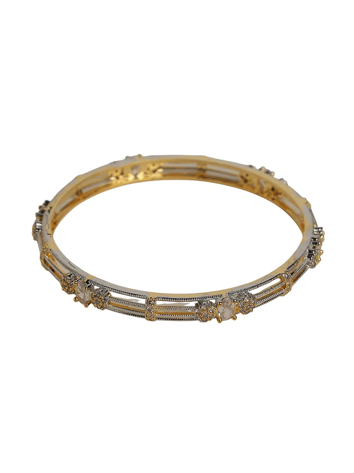 Gold-Plated Dual-Tone Bangles with Silver Lining – Set of 2 for Daily Wear