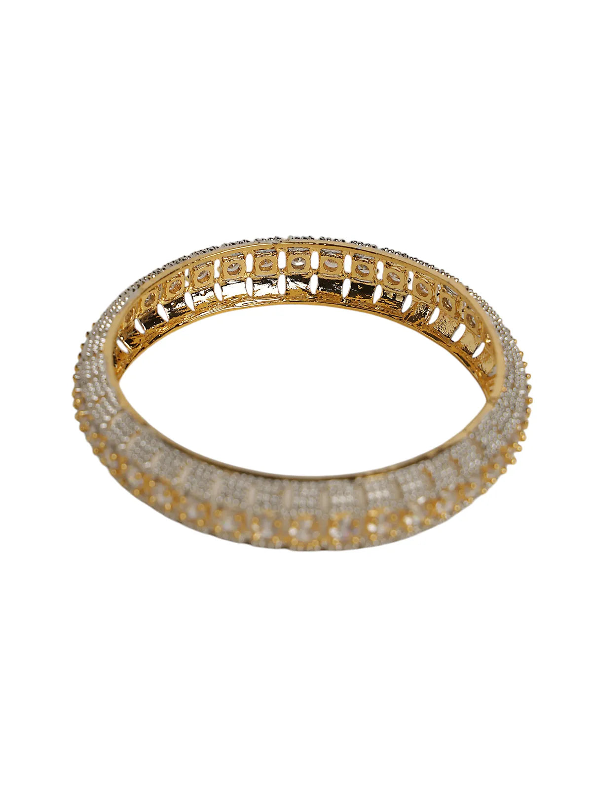 Gold-Tone Bangles with Stone & Silver Textured Detail – Party Wear
