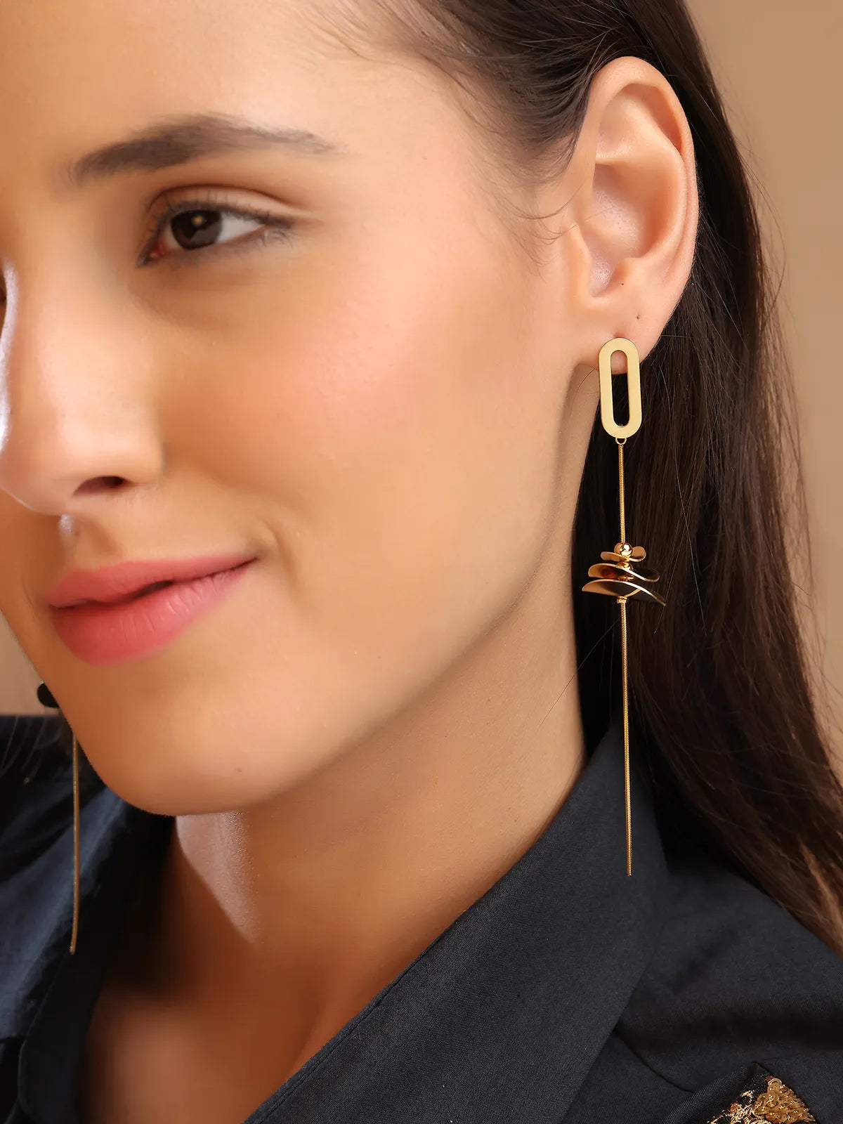Gold Spiral Drop Earrings | Lightweight & Daily Wear Friendly