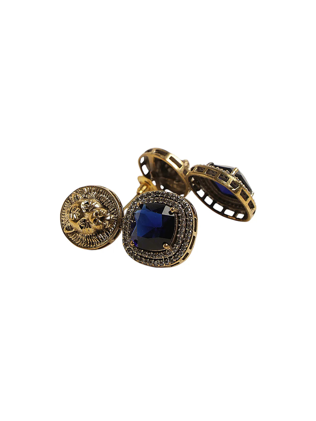 Triple Drop Lion Medallion Pendant Set with Statement Earrings