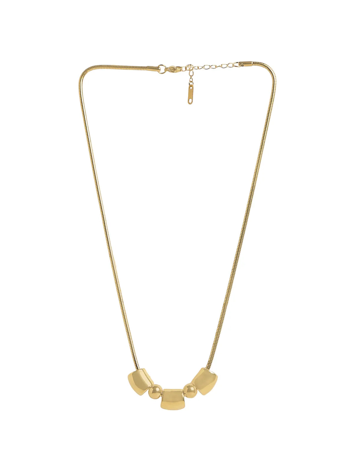 Glossy Gold-Toned Bead Pendant Necklace