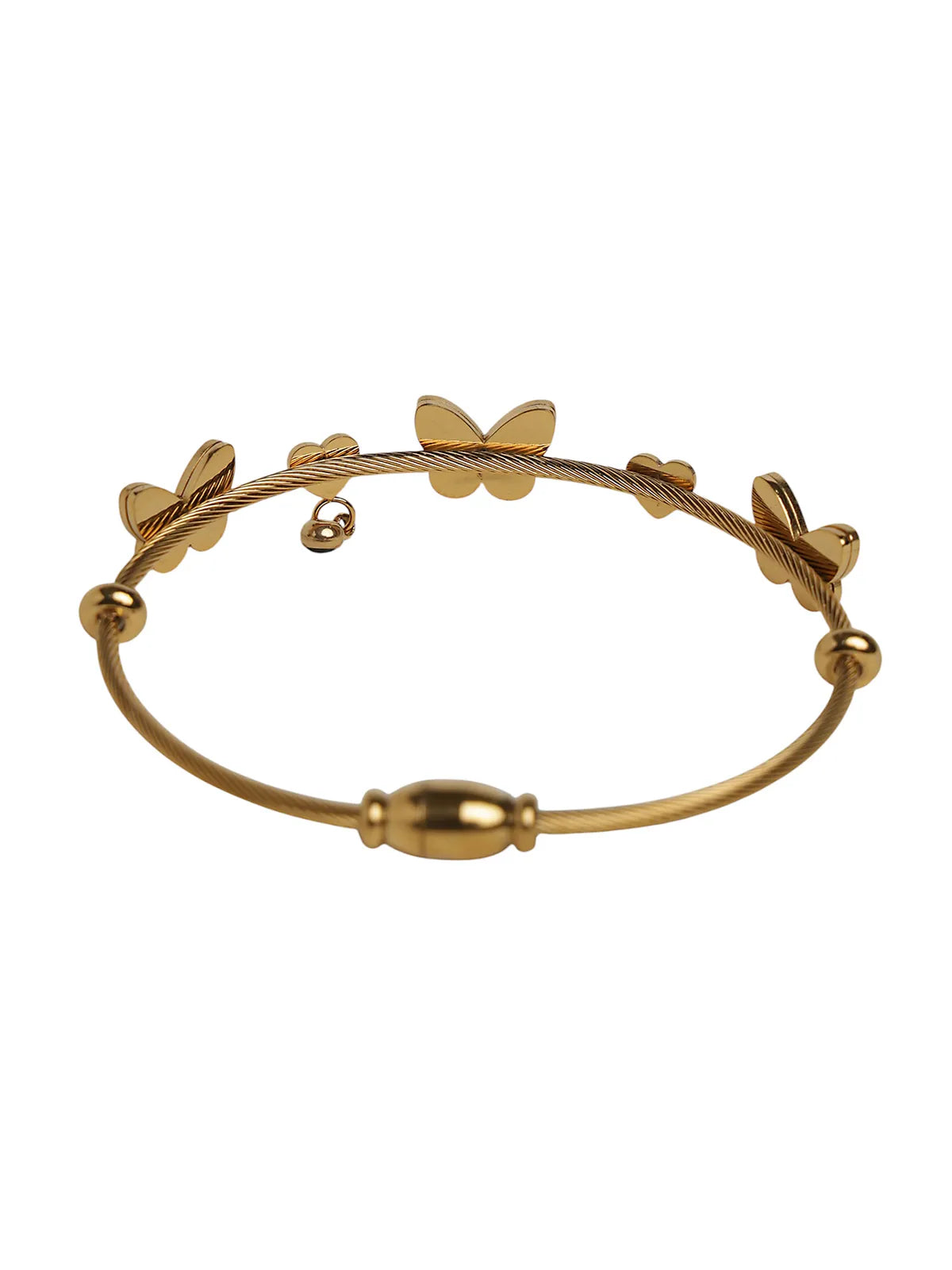 Butterfly Design Gold Finish Open Wire Bracelet for Women and Girls