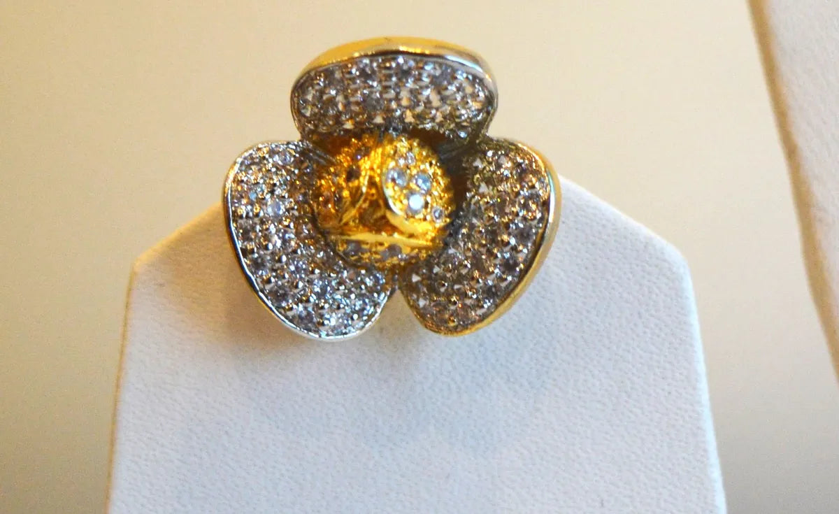Gold-Toned Flower Pendant Set with Earrings