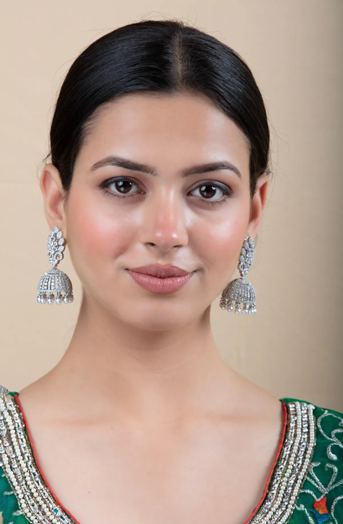 Silver Pearl Jhumka Earrings | Festive & Lightweight