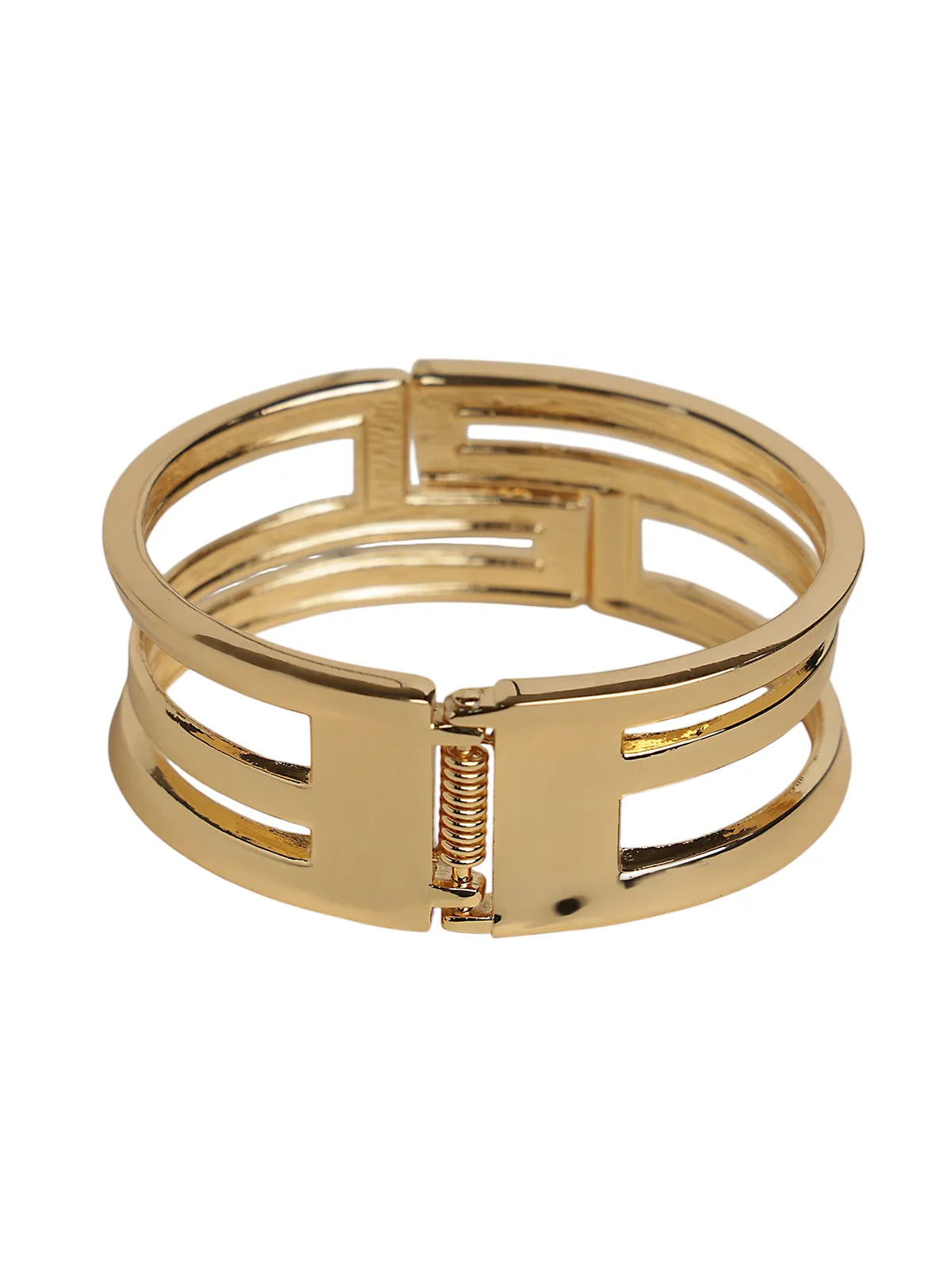 Gold Finish Geometric Cut Kada Bracelet for Women