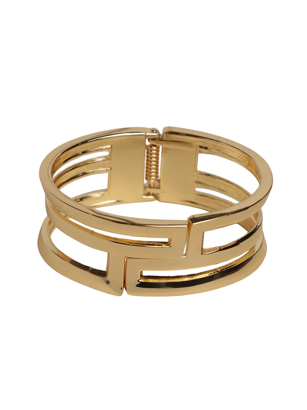 Gold Finish Geometric Cut Kada Bracelet for Women