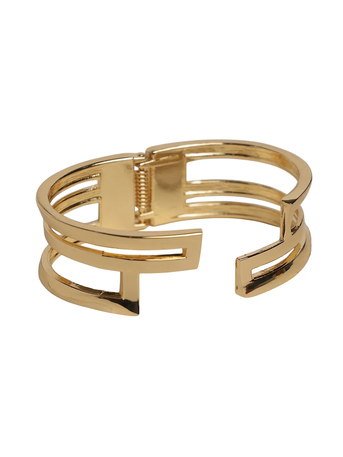 Gold Finish Geometric Cut Kada Bracelet for Women