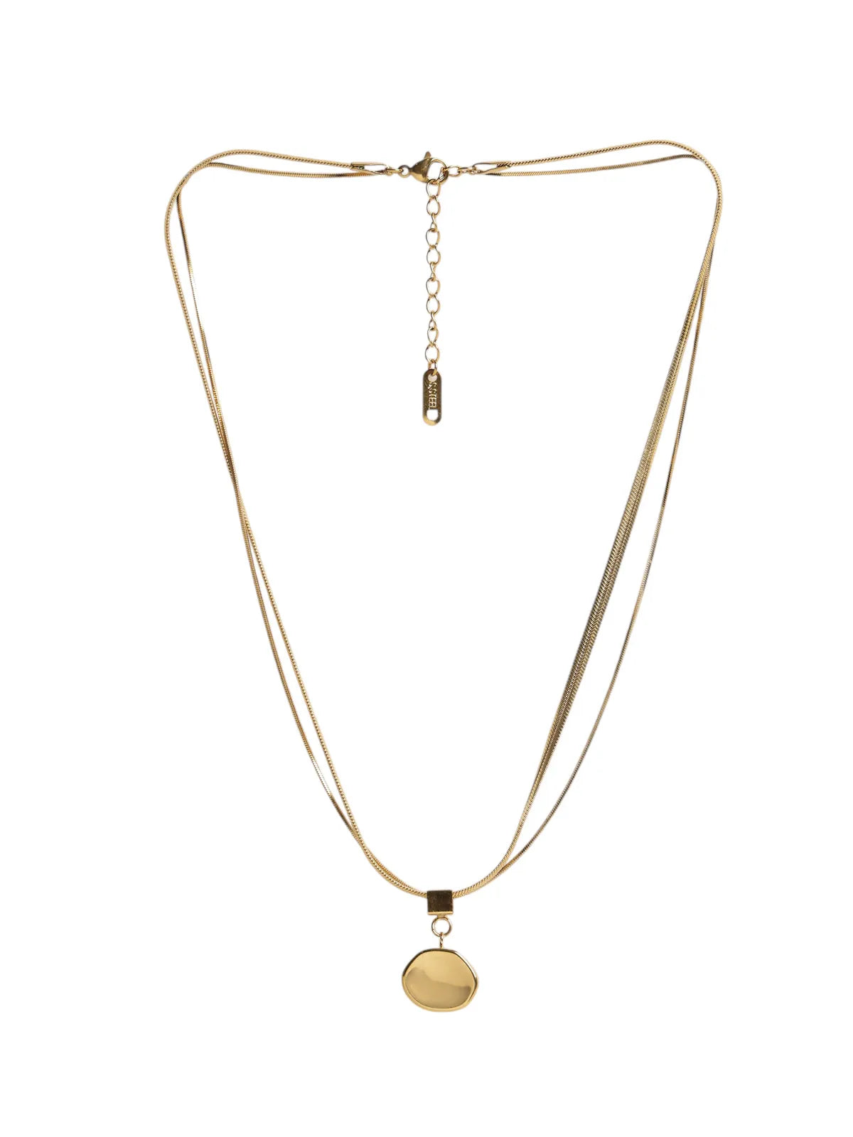 Double Layer Gold-Tone Chain with Minimal Drop Pendant
