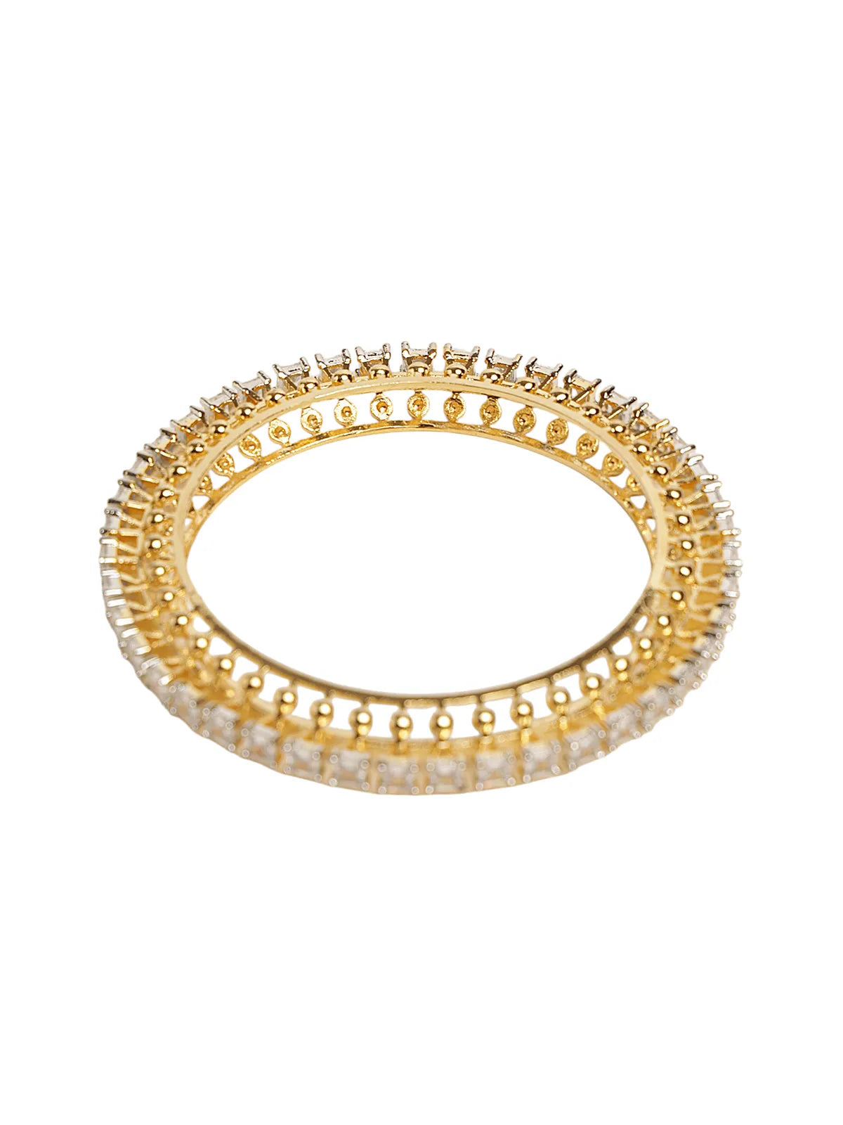 Gold-Finish Bangles with White Square Stones – Traditional Wear for Women