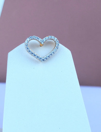 Heart Pendant Set with White Stones & Flat Chain