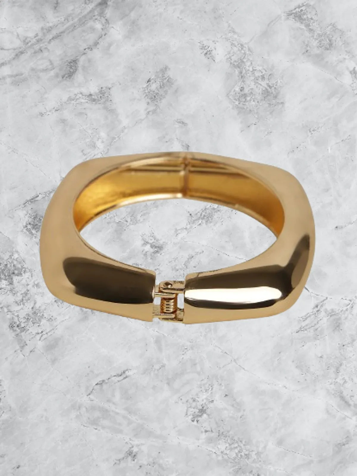 Chunky Gold-Tone Square Bangle Bracelet – Bold Minimal Look for Women