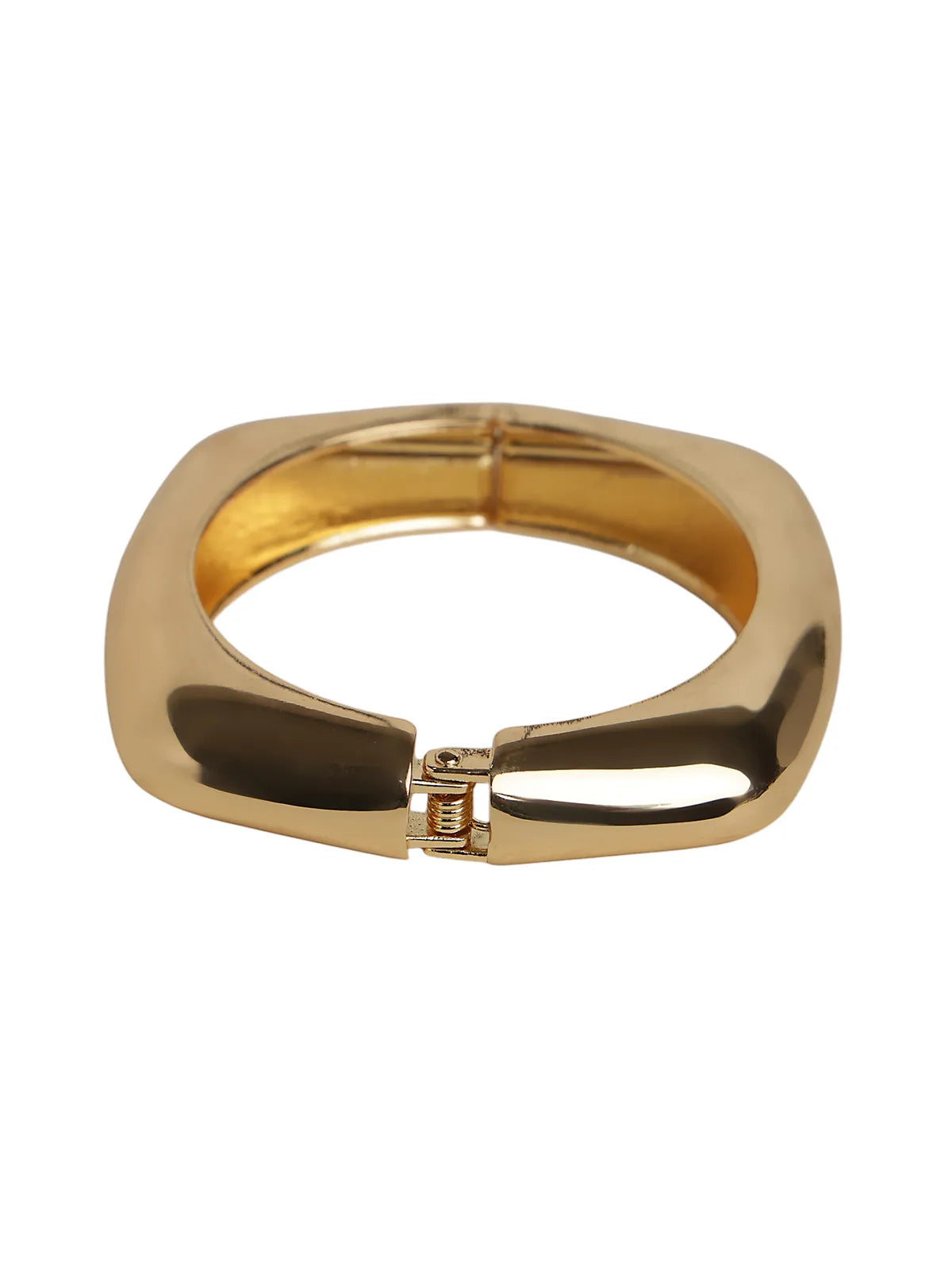Chunky Gold-Tone Square Bangle Bracelet – Bold Minimal Look for Women