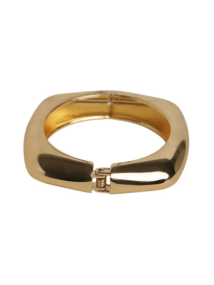 Chunky Gold-Tone Square Bangle Bracelet – Bold Minimal Look for Women