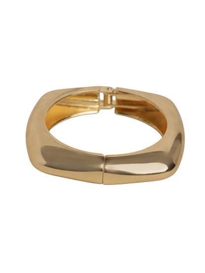 Chunky Gold-Tone Square Bangle Bracelet – Bold Minimal Look for Women