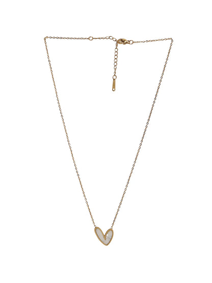 White Heart Pendant on Gold-Tone Chain