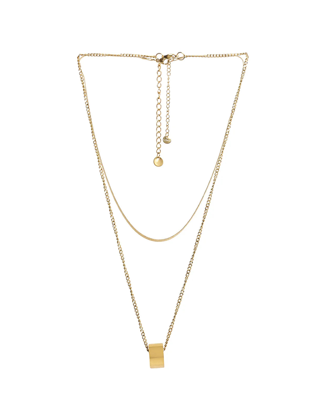 Gold-Toned Chain with Minimal Block Pendant
