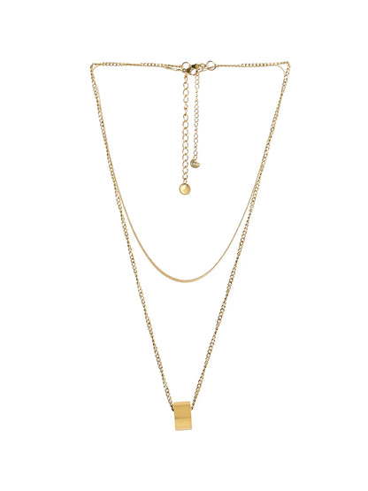 Gold-Toned Chain with Minimal Block Pendant