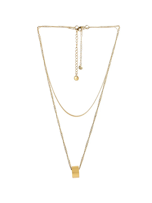 Gold-Toned Chain with Minimal Block Pendant