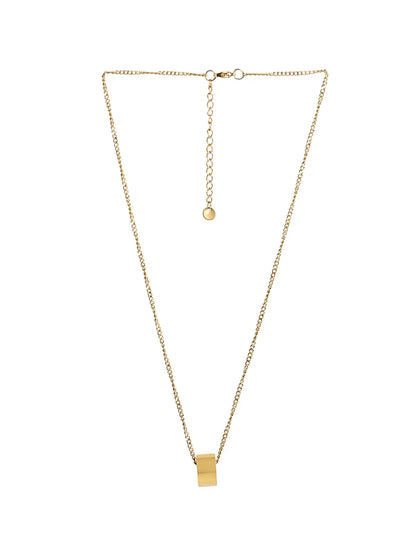 Gold-Toned Chain with Minimal Block Pendant