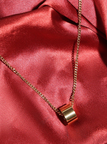 Gold-Toned Chain with Minimal Block Pendant