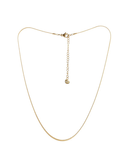 Gold-Toned Chain with Minimal Block Pendant