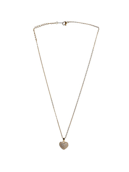 Heart-Shaped Pendant with Chain – Gold Finish and Stone Detailing