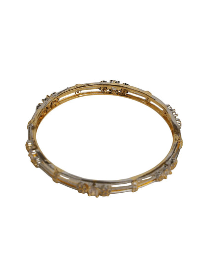 Gold-Plated Dual-Tone Bangles with Silver Lining – Set of 2 for Daily Wear