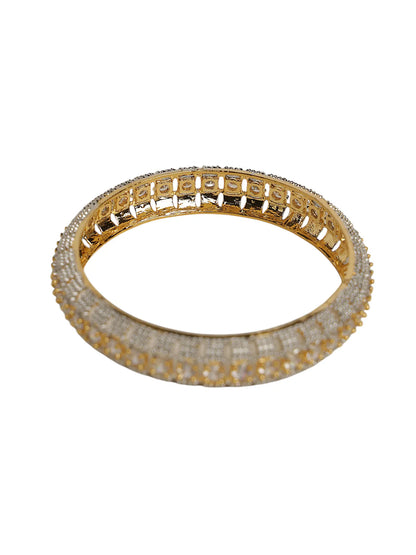 Gold-Tone Bangles with Stone & Silver Textured Detail – Party Wear
