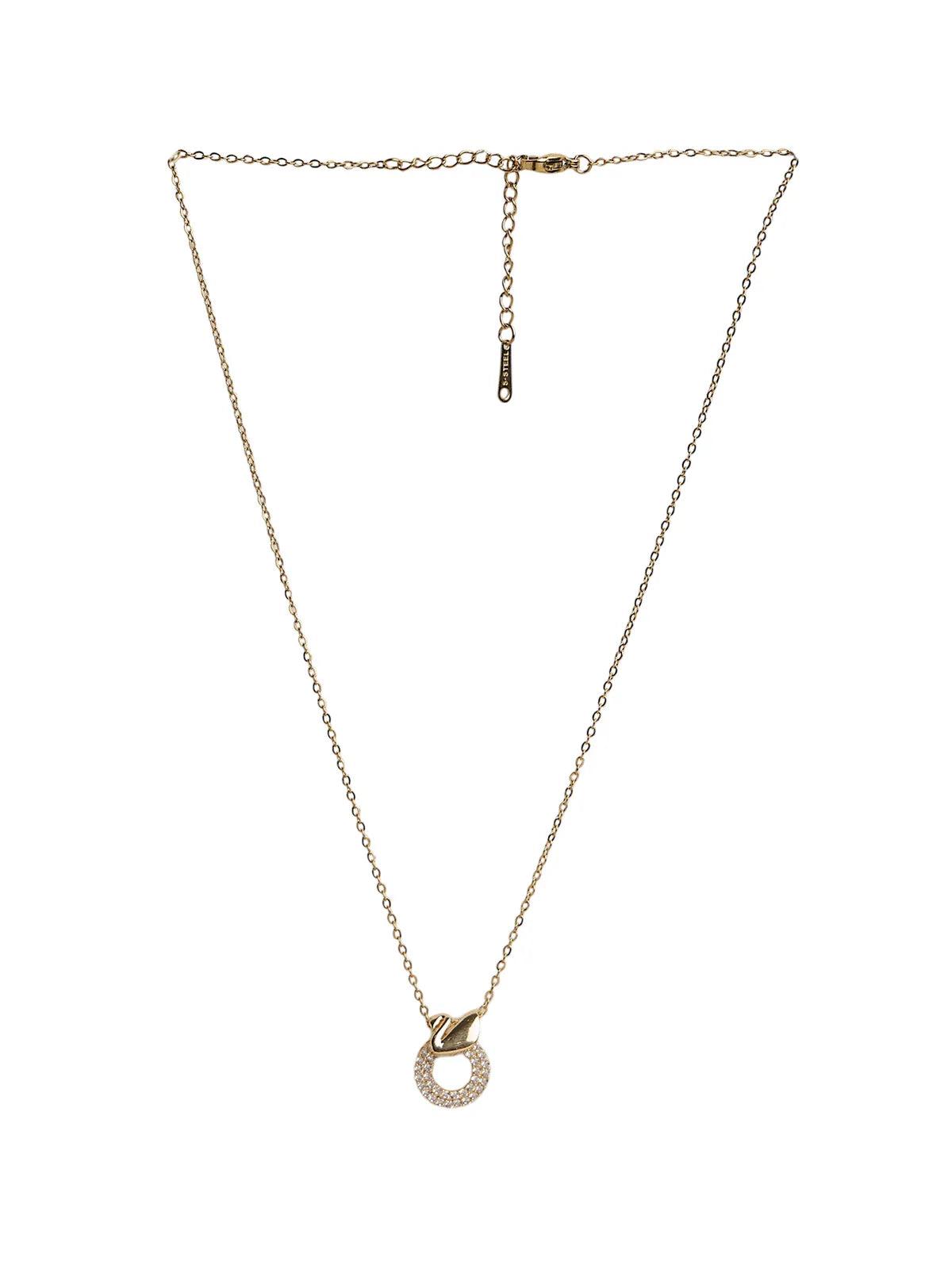 Graceful Swan & Crystal Circle Pendant Necklace
