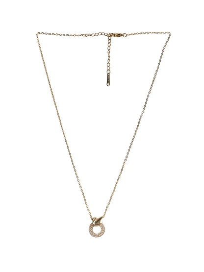 Graceful Swan & Crystal Circle Pendant Necklace
