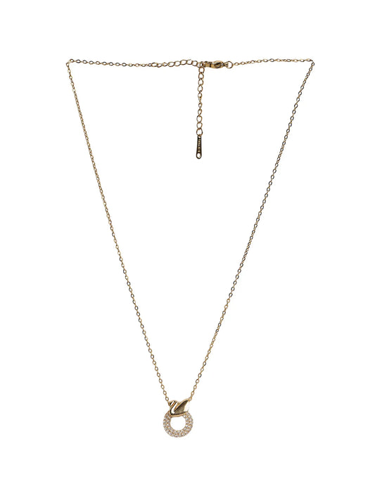Graceful Swan & Crystal Circle Pendant Necklace