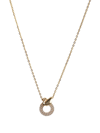 Graceful Swan & Crystal Circle Pendant Necklace