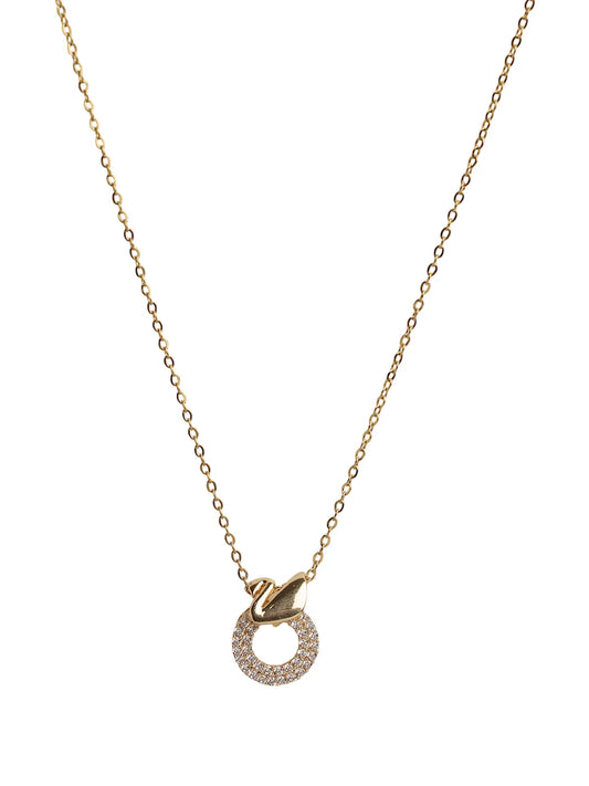 Graceful Swan & Crystal Circle Pendant Necklace