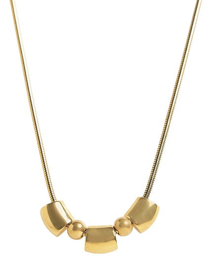 Glossy Gold-Toned Bead Pendant Necklace