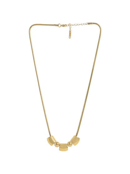 Glossy Gold-Toned Bead Pendant Necklace