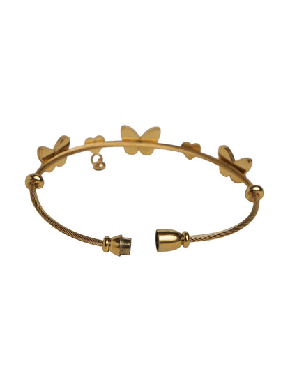 Butterfly Design Gold Finish Open Wire Bracelet for Women and Girls