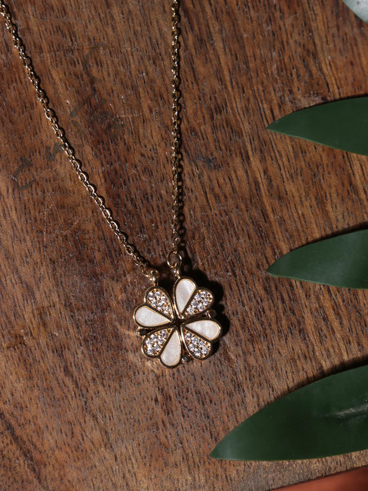 Gold-Toned Chain with 5 Heart-Shaped Stone Pendants