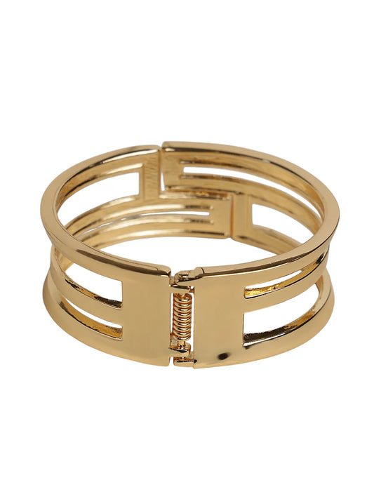 Gold Finish Geometric Cut Kada Bracelet for Women