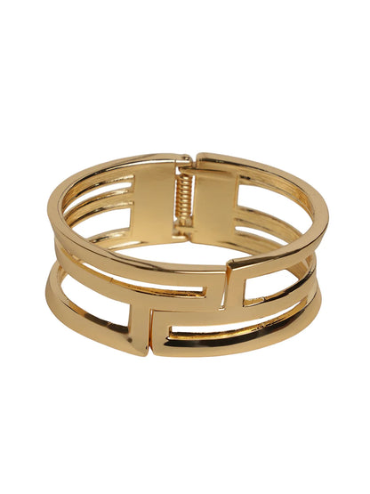 Gold Finish Geometric Cut Kada Bracelet for Women