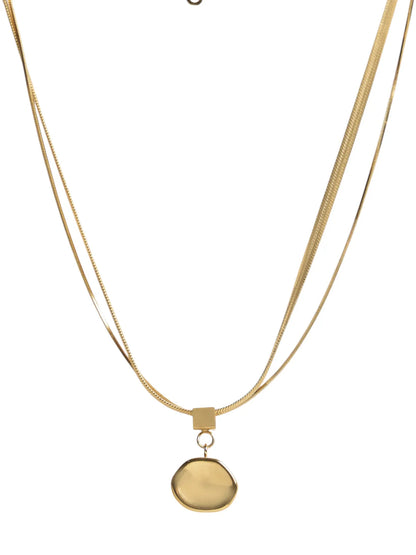 Double Layer Gold-Tone Chain with Minimal Drop Pendant