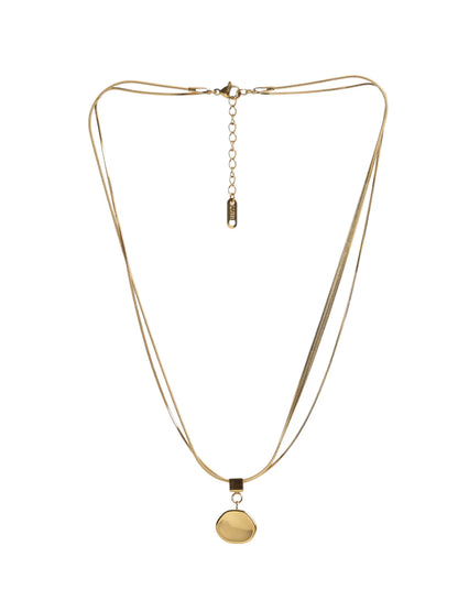 Double Layer Gold-Tone Chain with Minimal Drop Pendant