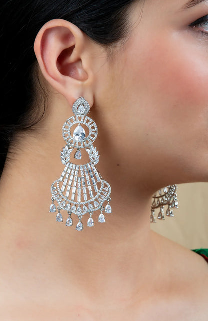 Green Drop Earrings with Multicolor Center & Gold Border | Lightweight Wear