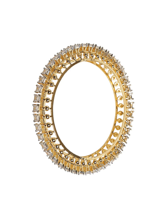 Gold-Finish Bangles with White Square Stones – Traditional Wear for Women