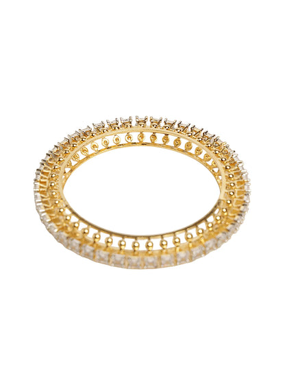Gold-Finish Bangles with White Square Stones – Traditional Wear for Women